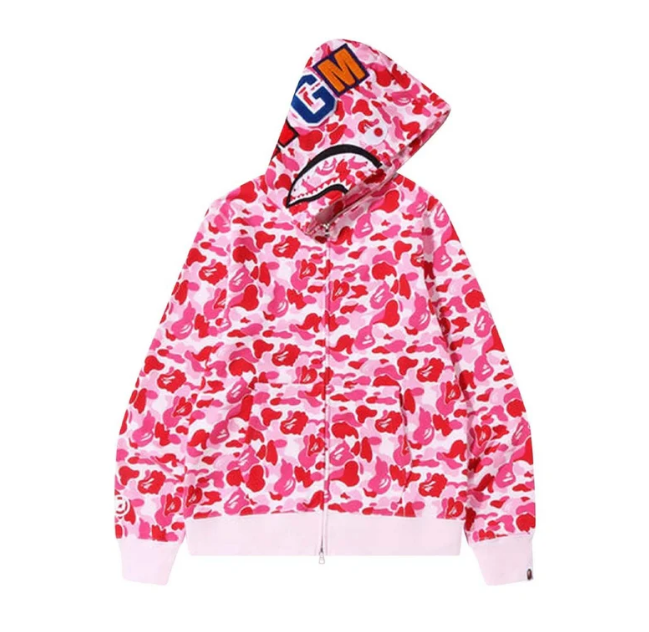 BAPE ABC Camo Shark Wide Full Zip Hoodie 'Pink'