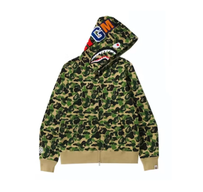 BAPE ABC Camo Shark Full Zip Hoodie Green