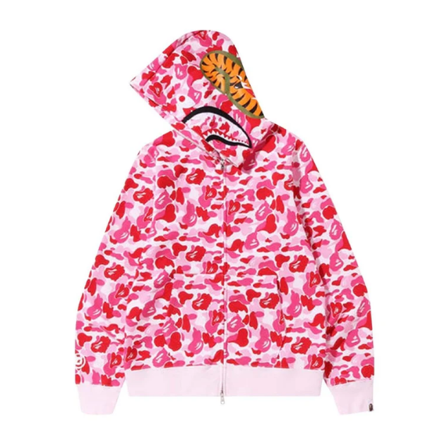 BAPE ABC Camo Shark Wide Full Zip Hoodie 'Pink'