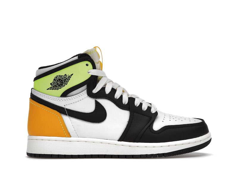 Jordan 1 Retro High White Black Volt University Gold (GS)
