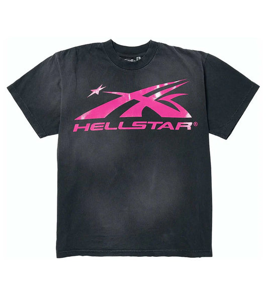 Hellstar Sport Logo Gel Tee - Black/Pink