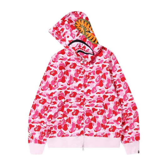 BAPE ABC Camo Shark Wide Full Zip Hoodie 'Pink'